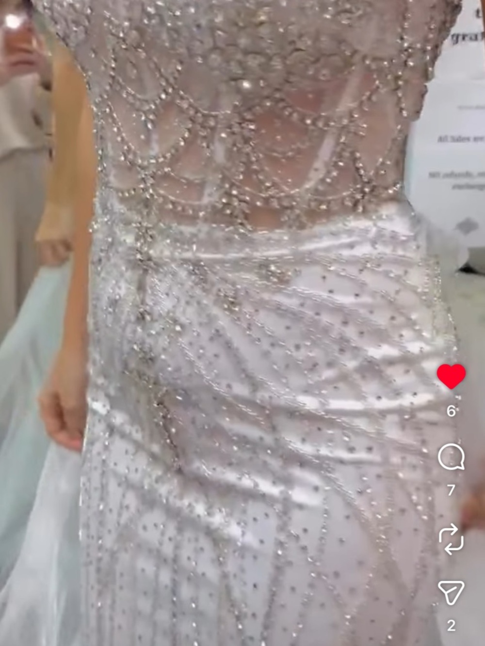 Beaded White Crystal-Embellished Prom Dress - Picture 5 of 6